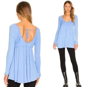 FREE PEOPLE It's Always You Top Blue Cornflower Long Sleeve Top Medium M